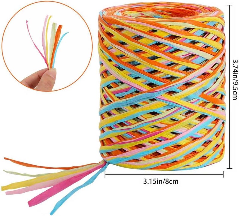 TONIFUL Raffia Paper Ribbon 262 Feet Rainbow 6 Mixed Colors Raffia Yarn - Twine for Gift Wrapping, DIY Crafts, Party Decorations, Floral Home Decor Easter, Christmas & Children's Party Supplies - Image 3
